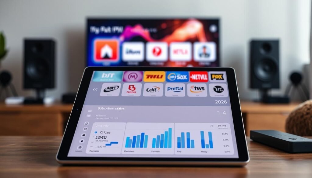 A visually engaging comparative analysis of IPTV subscription offers in France for 2026, portrayed in a sleek and modern style. In the foreground, display a digital tablet showcasing a vibrant dashboard with graphs and charts comparing different IPTV plans. The middle ground highlights various subscription icons, each representing a distinct service, arranged in a pleasing layout. In the background, softly blurred silhouettes of a home entertainment setup, including a TV and streaming devices, set a cozy atmosphere. Utilize soft, warm lighting to create an inviting feel, as if viewed in a contemporary living room. The overall mood should be informative yet approachable, reflecting the theme of finding the best IPTV subscription in France. A visually engaging comparative analysis of IPTV subscription offers in France for 2026, portrayed in a sleek and modern style. In the foreground, display a digital tablet showcasing a vibrant dashboard with graphs and charts comparing different IPTV plans. The middle ground highlights various subscription icons, each representing a distinct service, arranged in a pleasing layout. In the background, softly blurred silhouettes of a home entertainment setup, including a TV and streaming devices, set a cozy atmosphere. Utilize soft, warm lighting to create an inviting feel, as if viewed in a contemporary living room. The overall mood should be informative yet approachable, reflecting the theme of finding the best IPTV subscription in France.